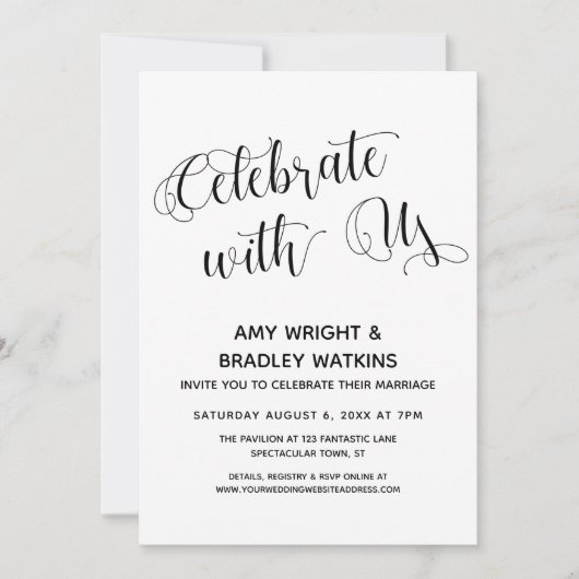 "Vier mee met ons" Ontvangst na de bruiloft Kaart (Voorkant)