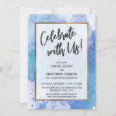 Vier mee met onze Gouden rand Abstract Blauwe spet Kaart (Voorkant)