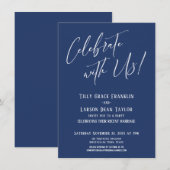 Vier mee! Moderne Trouwfeest Navy Kaart (Voorkant / Achterkant)