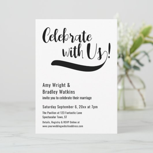 "Vier mee!" Ontvangst na de bruiloft Kaart (Staand voorkant)