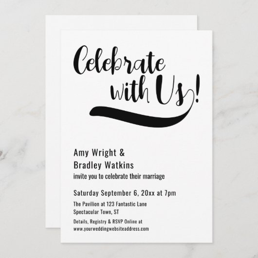 "Vier mee!" Ontvangst na de bruiloft Kaart (Voorkant / Achterkant)