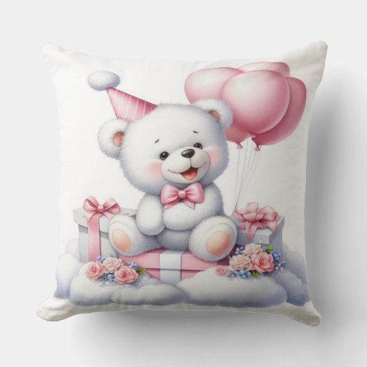 Vier met comfort: de teddybeer feestgooi kussen (Voorkant)