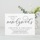 Vier met de pasgetrouwden, huwelijksdiner kaart (Staand voorkant)