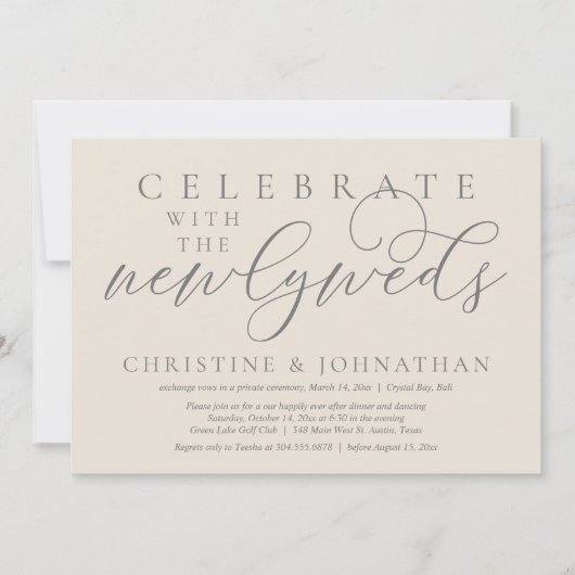 Vier met de pasgetrouwden, huwelijksdiner kaart (Voorkant)