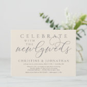 Vier met de pasgetrouwden, huwelijksdiner kaart (Staand voorkant)