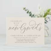 Vier met de pasgetrouwden, huwelijksdiner kaart (Staand voorkant)