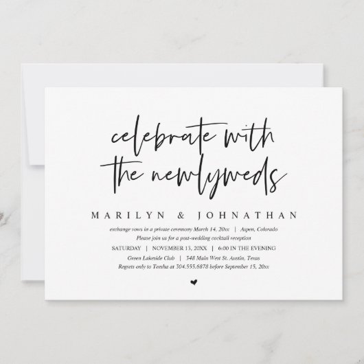 Vier met de pasgetrouwden, Trouw Elopement Kaart (Voorkant)