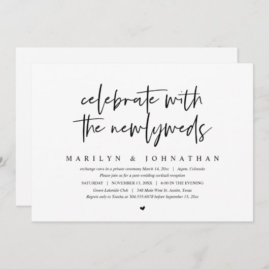 Vier met de pasgetrouwden, Trouw Elopement Kaart (Voorkant / Achterkant)