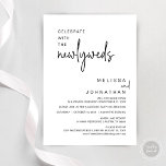 Vier met de Passen getrouwd, bruiloft diner Kaart<br><div class="desc">Bruiloft elopement diner en feestuitnodigingskaart (Celebrate With The Passen getrouwd),  in Modern minimalistisch,  zwart-wit thema. Het is perfect voor uw huwelijksvlucht receptie / post bruiloft viering uitnodiging.</div>