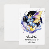 Vier met Draken: Baby shower Bedankkaart (Voorkant / Achterkant)