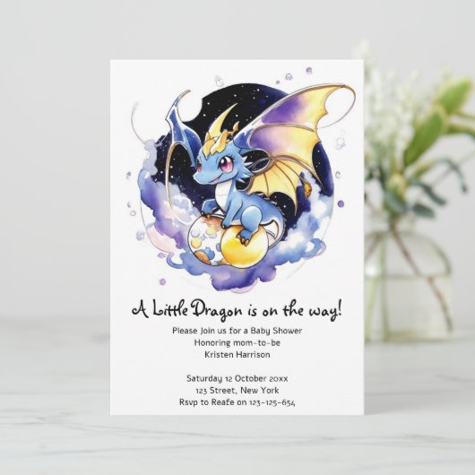 Vier met Draken: Baby shower Kaart (Staand voorkant)