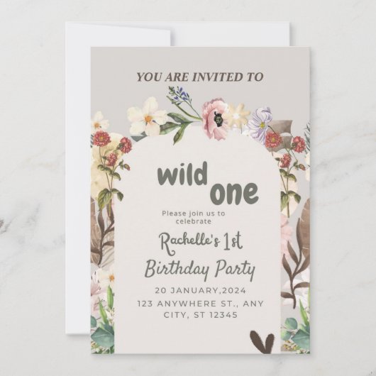 Vier met ons 1e verjaardag wilde bloem kaart (Voorkant)