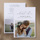 Vier met ons 2 foto bruiloft receptie aankondiging