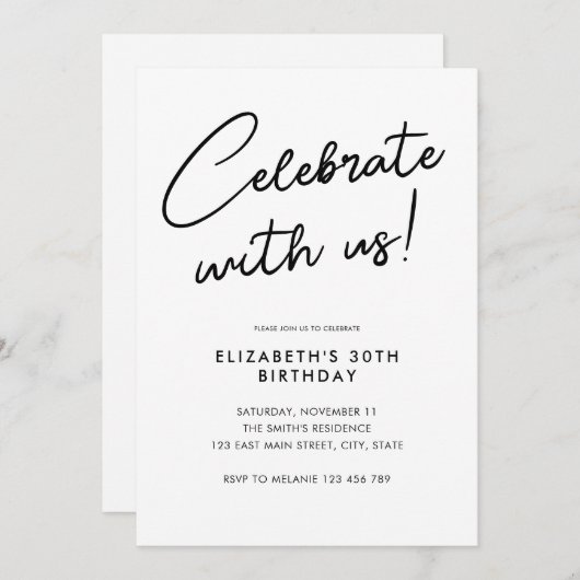 Vier met ons 30ste verjaardag feestuitnodiging kaart (Voorkant / Achterkant)