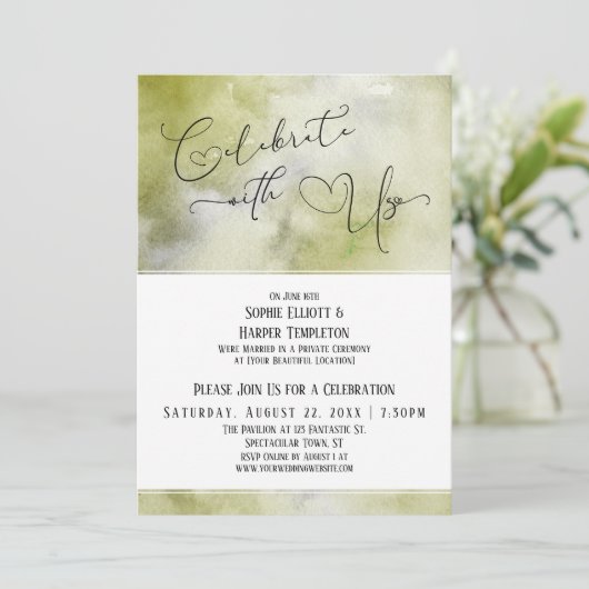 Vier met ons Aardetonen Waterverf Receptie Kaart (Staand voorkant)