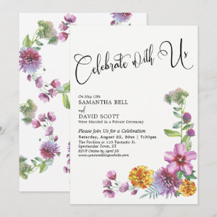 Vier Met Ons Aquarel Wilde Bloemen Receptie Kaart