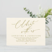 Vier met ons bruiloft elopement diner partij kaart (Staand voorkant)