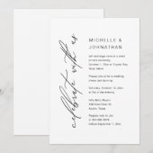 Vier met ons, Bruiloft Elopement Diner Party Kaart (Voorkant / Achterkant)