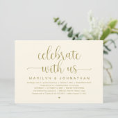 Vier met ons, Bruiloft Elopement Diner Party Kaart (Staand voorkant)