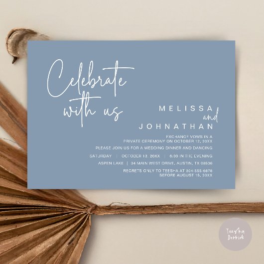 Vier met ons, Bruiloft Elopement Diner Party Kaart