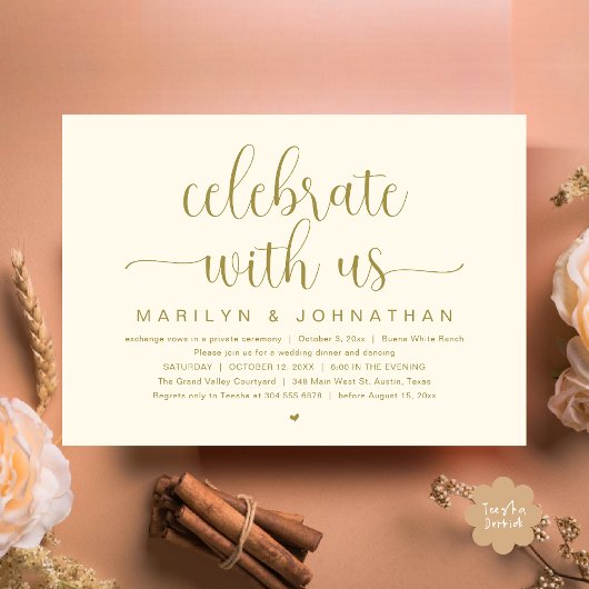 Vier met ons, Bruiloft Elopement Diner Party Kaart