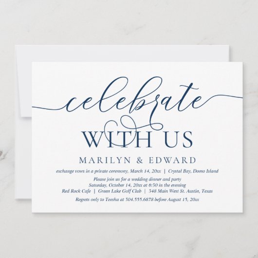 Vier met ons, Bruiloft Elopement Feest Kaart (Voorkant)