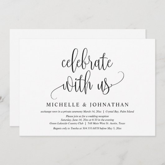 Vier Met Ons, Bruiloft Elopement Feest Kaart (Voorkant / Achterkant)