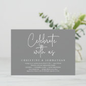 Vier met ons, Bruiloft Elopement Feest Uitnodiging (Staand voorkant)