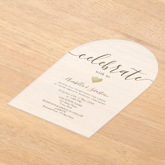 Vier met ons bruiloft receptie acryl uitnodigingen (Laagn)