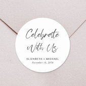 Vier met ons bruiloft ronde sticker