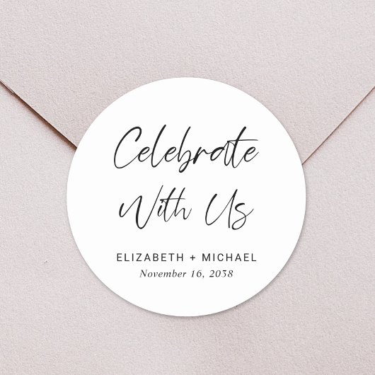 Vier met ons bruiloft ronde sticker