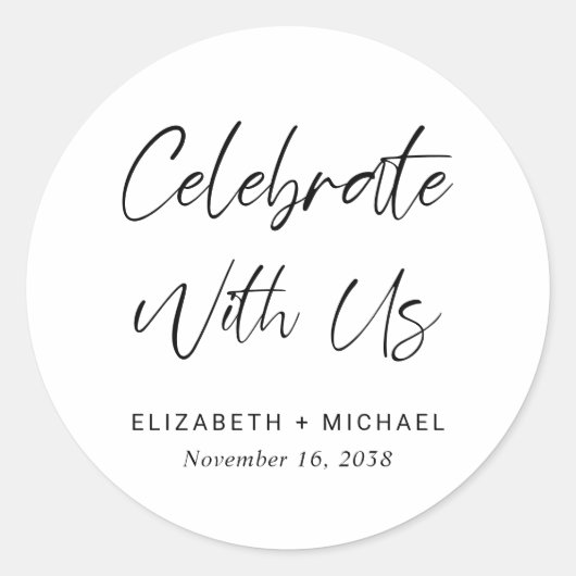 Vier met ons bruiloft ronde sticker (Voorkant)