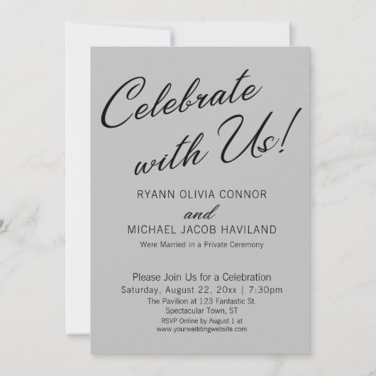 Vier met ons Eenvoudige ontvangst Alleen Grijs Kaart (Voorkant)