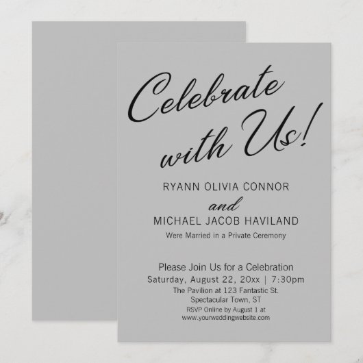 Vier met ons Eenvoudige ontvangst Alleen Grijs Kaart (Voorkant / Achterkant)