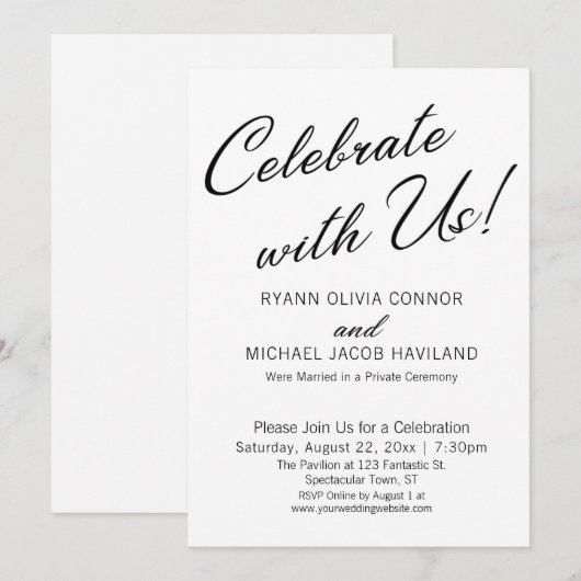 Vier met ons Eenvoudige receptie alleen Kaart (Voorkant / Achterkant)