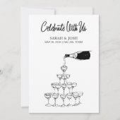 Vier met ons eenvoudige zwart-witte champagne kaart (Voorkant)