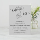 Vier met Ons Elegant Gray Ontvangst-Only Kaart (Staand voorkant)