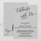 Vier met Ons Elegant Gray Ontvangst-Only Kaart (Voorkant / Achterkant)