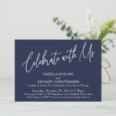Vier met ons Elegant handschrift Donkerblauw Kaart (Staand voorkant)