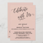 Vier met Ons Elegante Blush Ontvangst-Only Kaart (Voorkant / Achterkant)