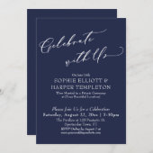 Vier met ons Elegante Navy Blue Ontvangst Only Kaart (Voorkant / Achterkant)