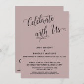 Vier met Ons Elegante Stof Roze Ontvangst Kaart (Voorkant / Achterkant)