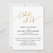 Vier met Ons Feest met Elegante Gouden Handgeschre Kaart (Voorkant)