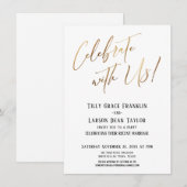 Vier met Ons! Gouden Elegante Trouwfeest Kaart (Voorkant / Achterkant)