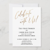 Vier met Ons! Gouden Elegante Trouwfeest Kaart (Voorkant)