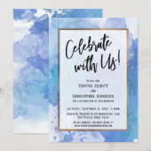 Vier met Ons Gouden Rand Abstract Blauwe Spatwater Kaart (Voorkant / Achterkant)