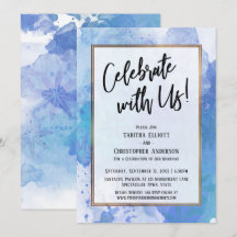 Vier met Ons Gouden Rand Abstract Blauwe Spatwater