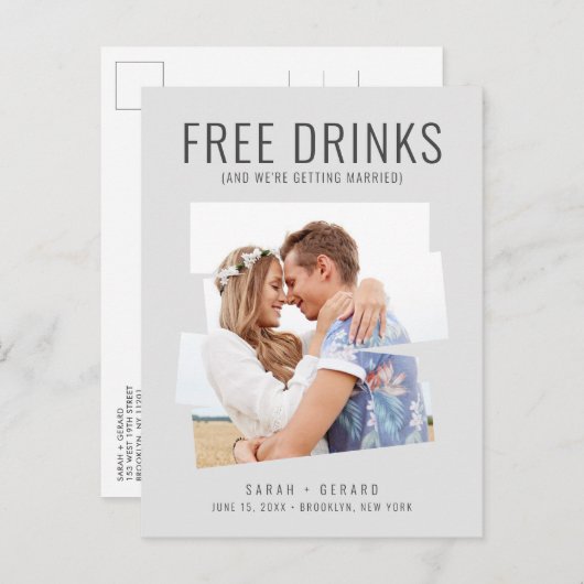 Vier met ons Grappige Bruiloft Save the Date Aankondigingskaart (Voorkant / Achterkant)