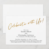 Vier met Ons Handgeschreven Goud Basis Receptie Kaart (Voorkant / Achterkant)