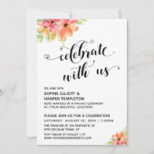 Vier met Ons Hartjes Script Bloemen Blozend Roze Kaart (Voorkant)